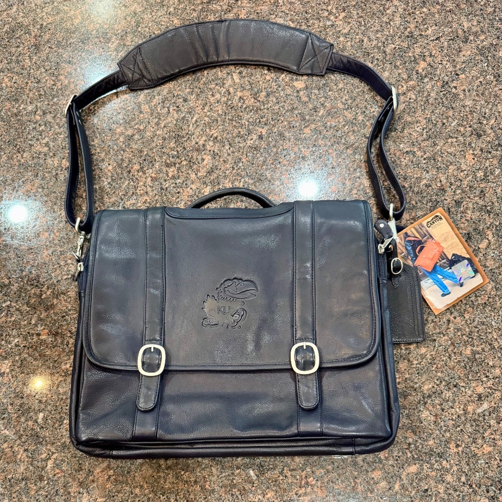 NEW Canyon Outback KU University of Kansas Jayhawks NCAA Leather Computer Bag